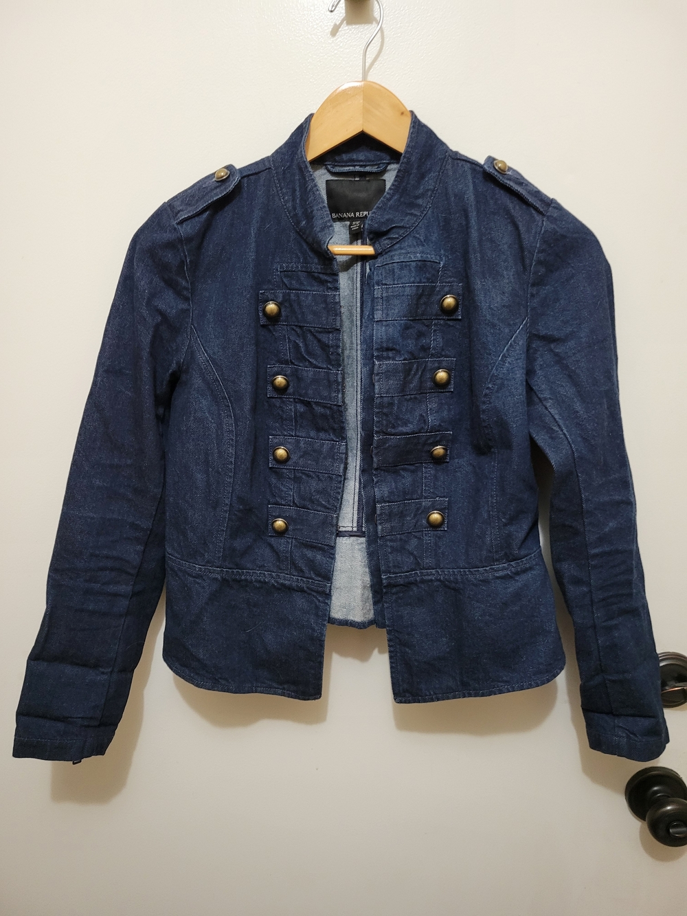 Banana Republic Dark Blue Military-Style Denim Jacket